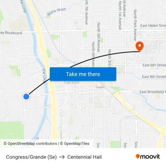 Congress/Grande (Se) to Centennial Hall map