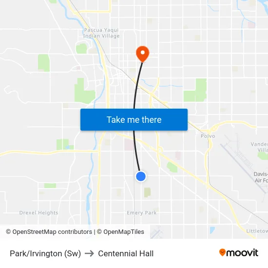 Park/Irvington (Sw) to Centennial Hall map