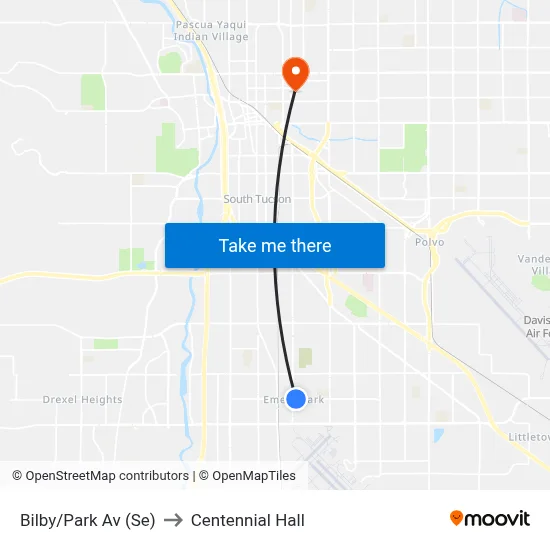 Bilby/Park Av (Se) to Centennial Hall map