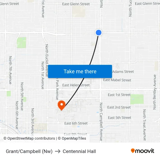 Grant/Campbell (Nw) to Centennial Hall map
