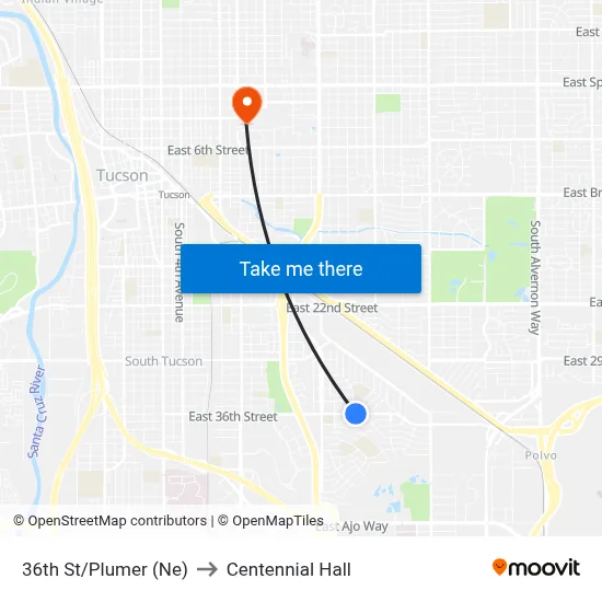 36th St/Plumer (Ne) to Centennial Hall map