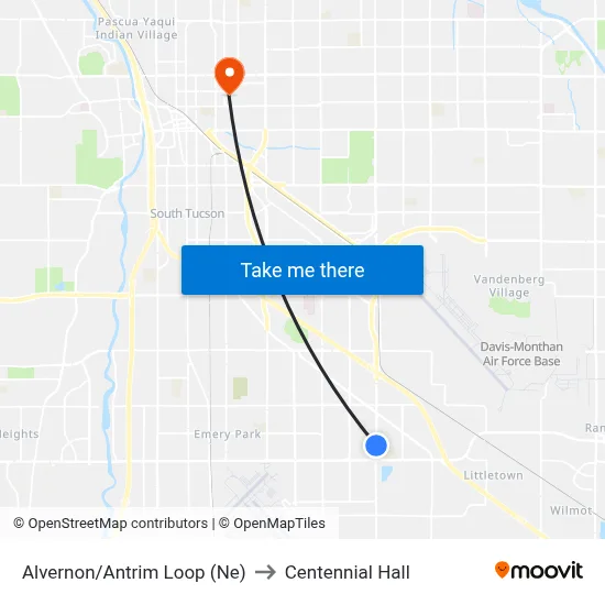 Alvernon/Antrim Loop (Ne) to Centennial Hall map