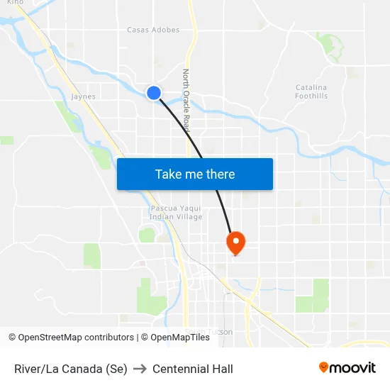 River/La Canada (Se) to Centennial Hall map