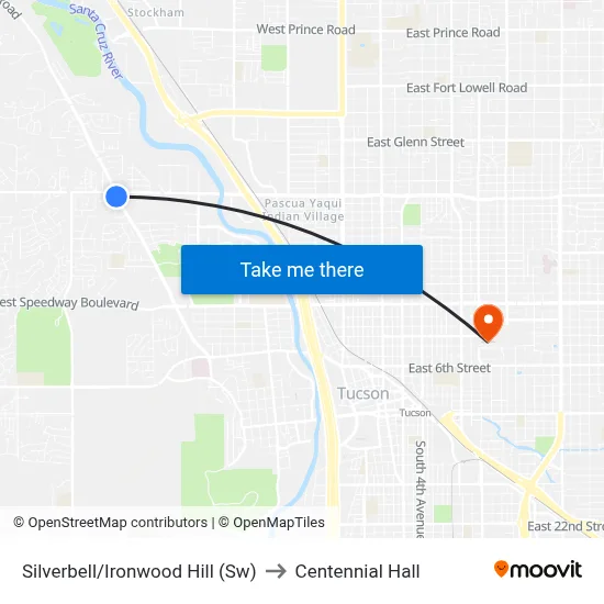 Silverbell/Ironwood Hill (Sw) to Centennial Hall map