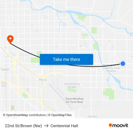 22nd St/Brown (Nw) to Centennial Hall map