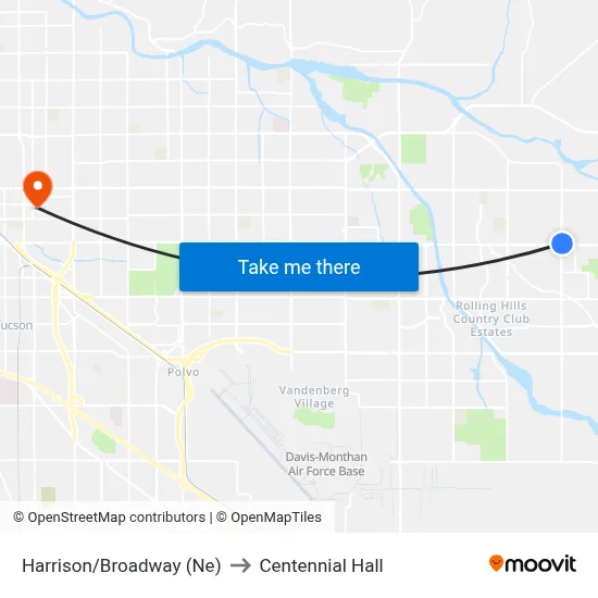 Harrison/Broadway (Ne) to Centennial Hall map