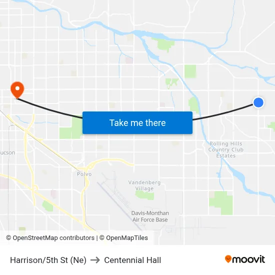 Harrison/5th St (Ne) to Centennial Hall map