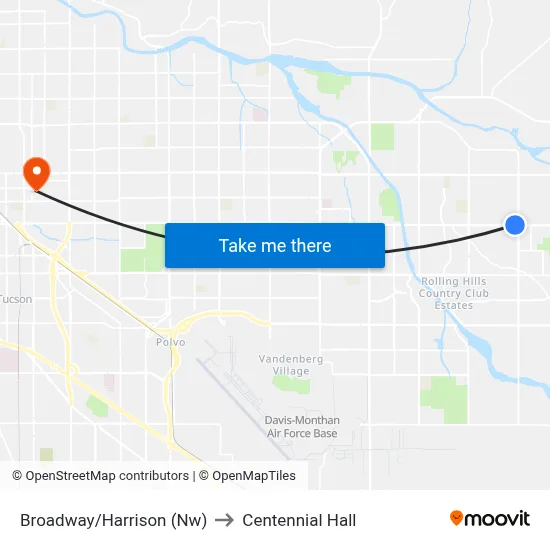 Broadway/Harrison (Nw) to Centennial Hall map