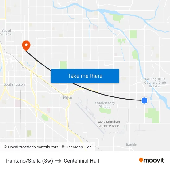 Pantano/Stella (Sw) to Centennial Hall map