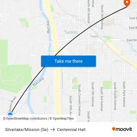 Silverlake/Mission (Se) to Centennial Hall map