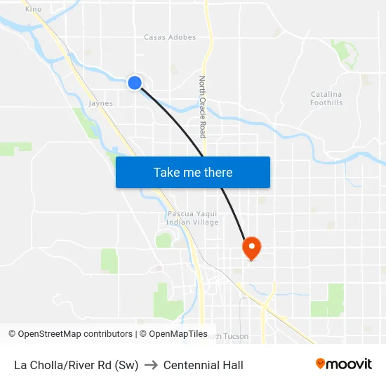 La Cholla/River Rd (Sw) to Centennial Hall map