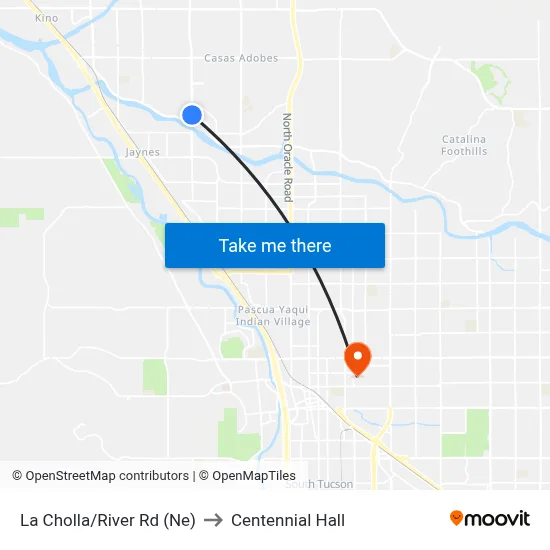La Cholla/River Rd (Ne) to Centennial Hall map