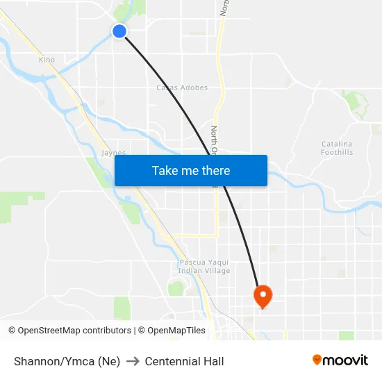 Shannon/Ymca (Ne) to Centennial Hall map