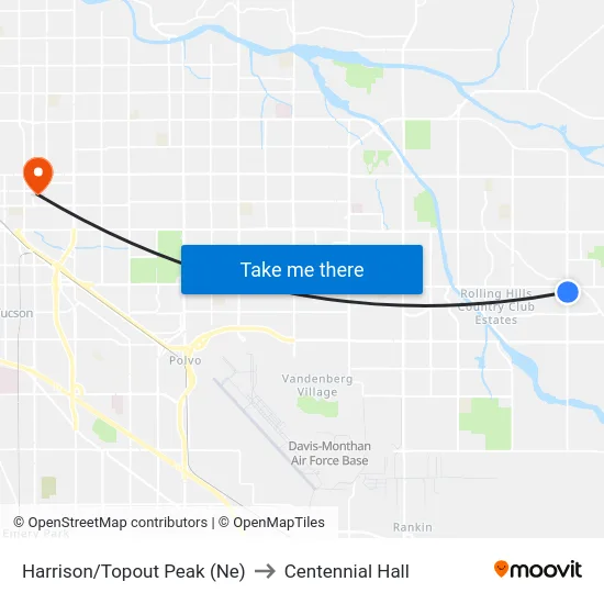 Harrison/Topout Peak (Ne) to Centennial Hall map