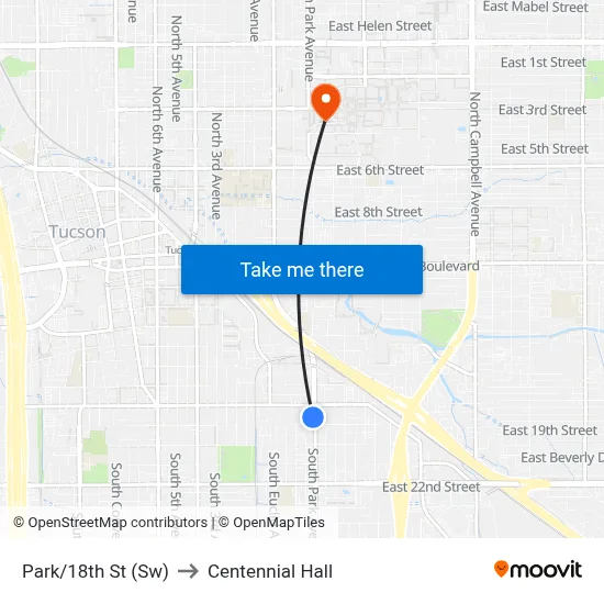 Park/18th St (Sw) to Centennial Hall map