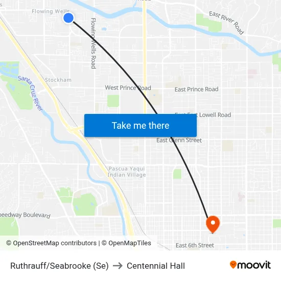 Ruthrauff/Seabrooke (Se) to Centennial Hall map