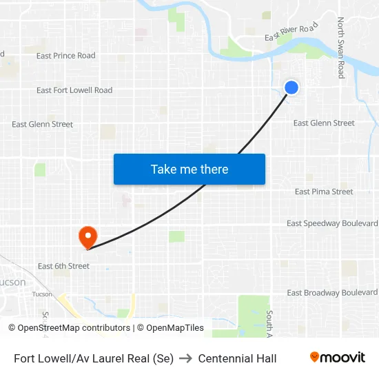 Fort Lowell/Av Laurel Real (Se) to Centennial Hall map