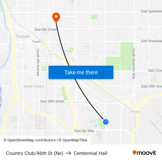 Country Club/46th St (Ne) to Centennial Hall map