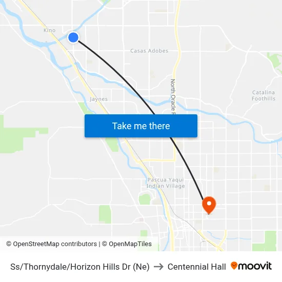 Ss/Thornydale/Horizon Hills Dr (Ne) to Centennial Hall map
