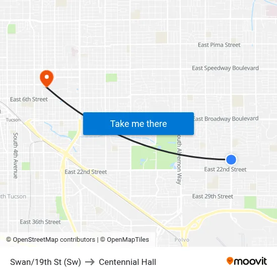 Swan/19th St (Sw) to Centennial Hall map
