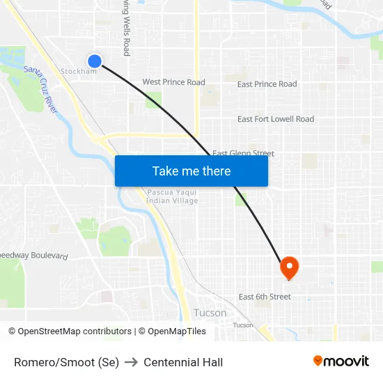 Romero/Smoot (Se) to Centennial Hall map