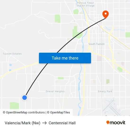 Valencia/Mark (Nw) to Centennial Hall map