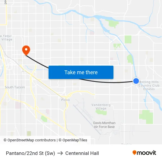 Pantano/22nd St (Sw) to Centennial Hall map