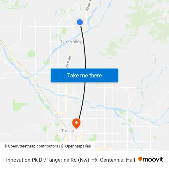 Innovation Pk Dr/Tangerine Rd (Nw) to Centennial Hall map