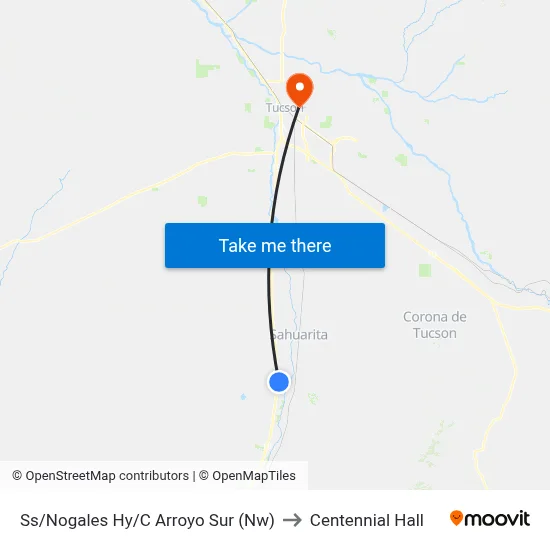 Ss/Nogales Hy/C Arroyo Sur (Nw) to Centennial Hall map