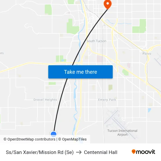 Ss/San Xavier/Mission Rd (Se) to Centennial Hall map