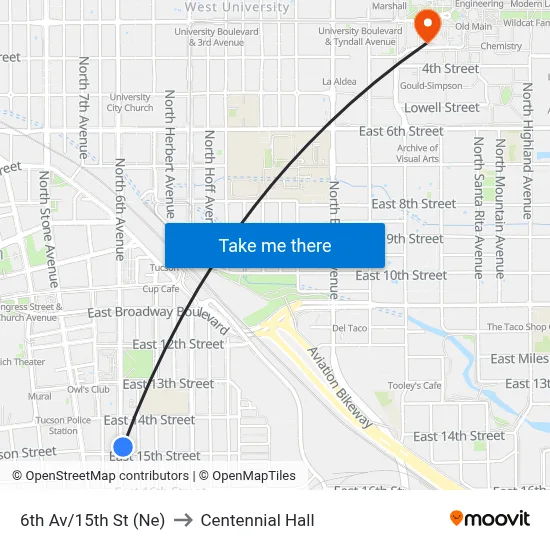6th Av/15th St (Ne) to Centennial Hall map