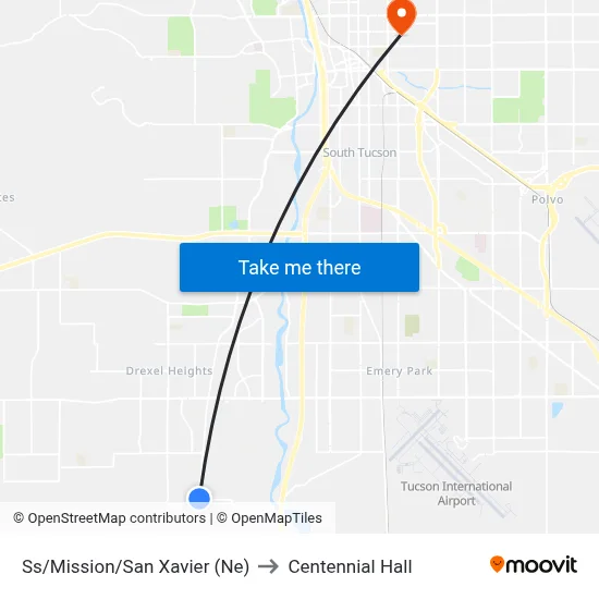 Ss/Mission/San Xavier (Ne) to Centennial Hall map