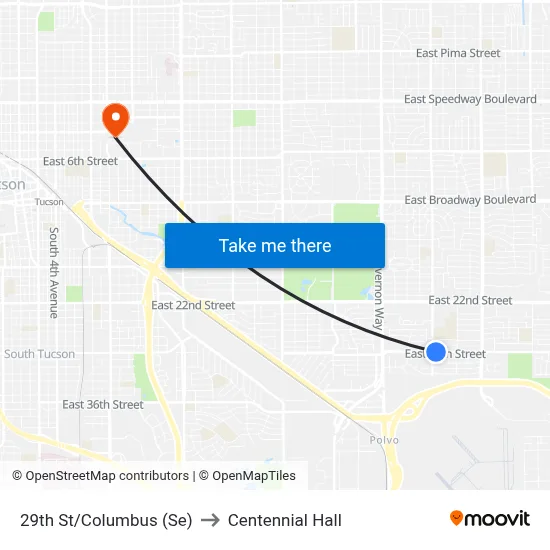 29th St/Columbus (Se) to Centennial Hall map