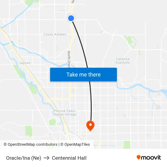 Oracle/Ina (Ne) to Centennial Hall map