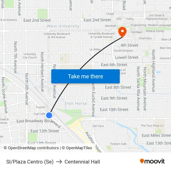 Sl/Plaza Centro (Se) to Centennial Hall map