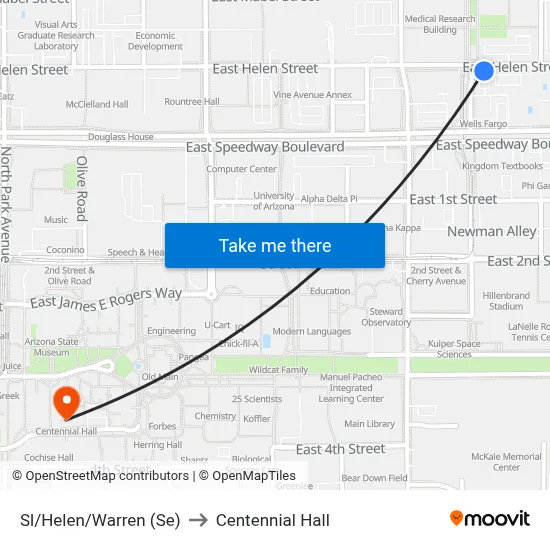 Sl/Helen/Warren (Se) to Centennial Hall map