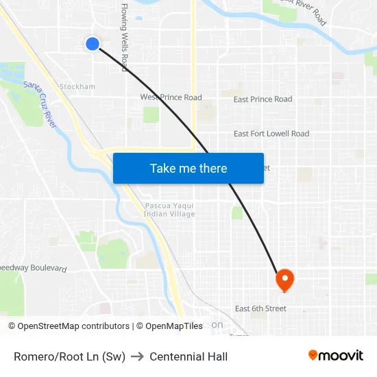 Romero/Root Ln (Sw) to Centennial Hall map