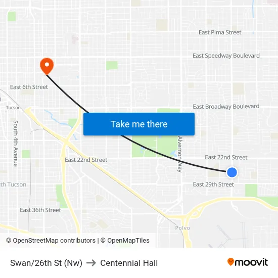 Swan/26th St (Nw) to Centennial Hall map