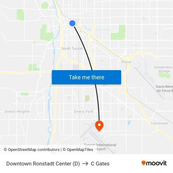 Downtown Ronstadt Center (D) to C Gates map