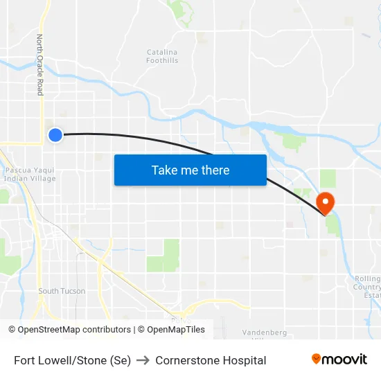 Fort Lowell/Stone (Se) to Cornerstone Hospital map
