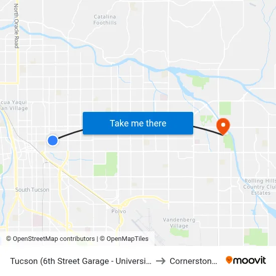 Tucson (6th Street Garage - University Of Arizona, Tucson) to Cornerstone Hospital map