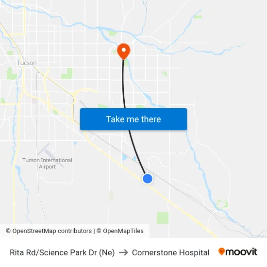 Rita Rd/Science Park Dr (Ne) to Cornerstone Hospital map