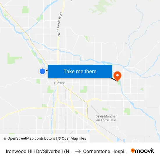 Ironwood Hill Dr/Silverbell (Nw) to Cornerstone Hospital map
