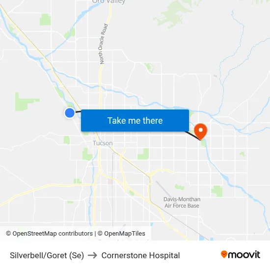 Silverbell/Goret (Se) to Cornerstone Hospital map