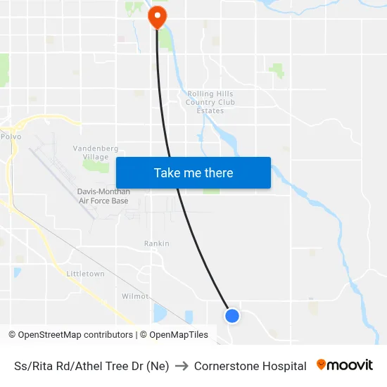 Ss/Rita Rd/Athel Tree Dr (Ne) to Cornerstone Hospital map