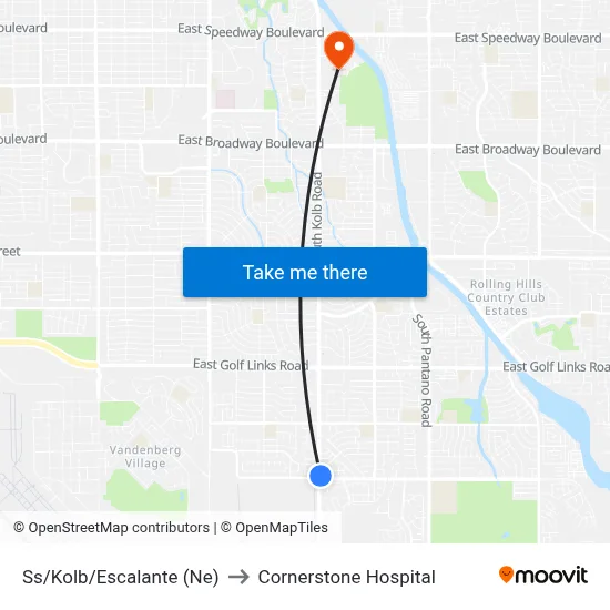 Ss/Kolb/Escalante (Ne) to Cornerstone Hospital map