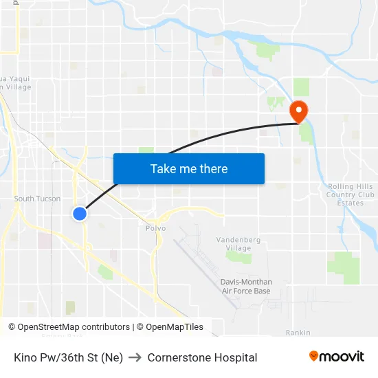 Kino Pw/36th St (Ne) to Cornerstone Hospital map