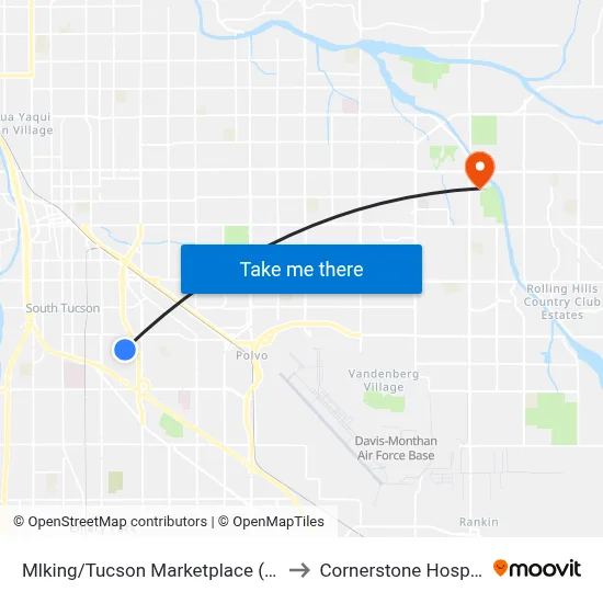 Mlking/Tucson Marketplace (Nw) to Cornerstone Hospital map