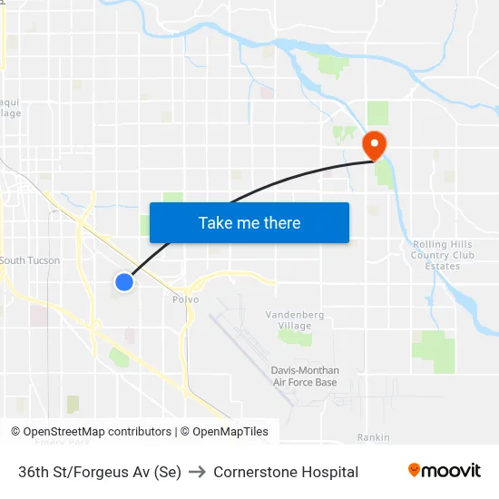 36th St/Forgeus Av (Se) to Cornerstone Hospital map