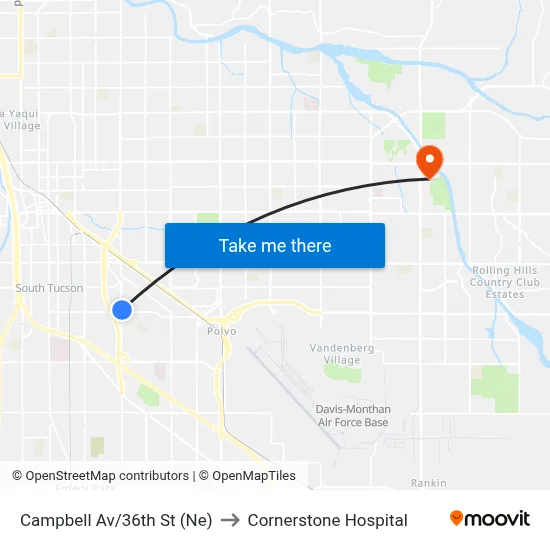 Campbell Av/36th St (Ne) to Cornerstone Hospital map